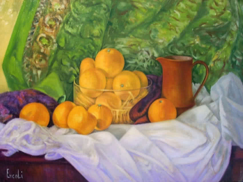 Basket full of Lemons by Ercole Ercoli Original Painting