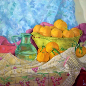 Basket full of mandarins by Ercole Ercoli Original Painting
