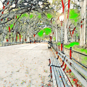 Benches in Fall in Central Park